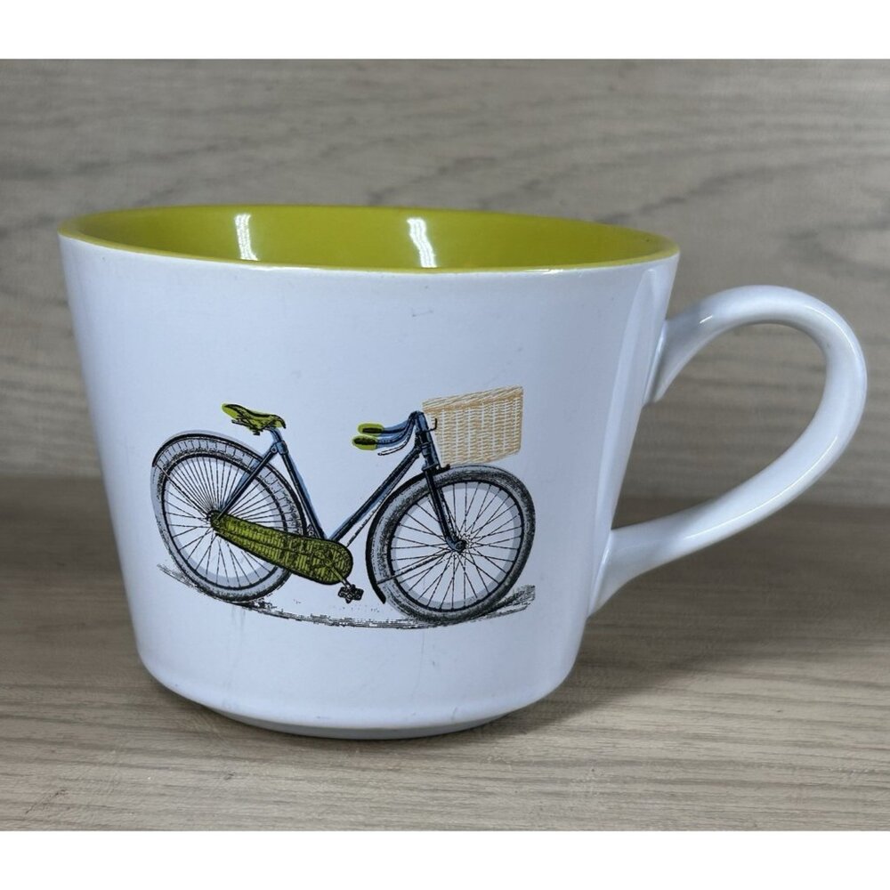 World Market Bicycle Coffee Mug Green And White
